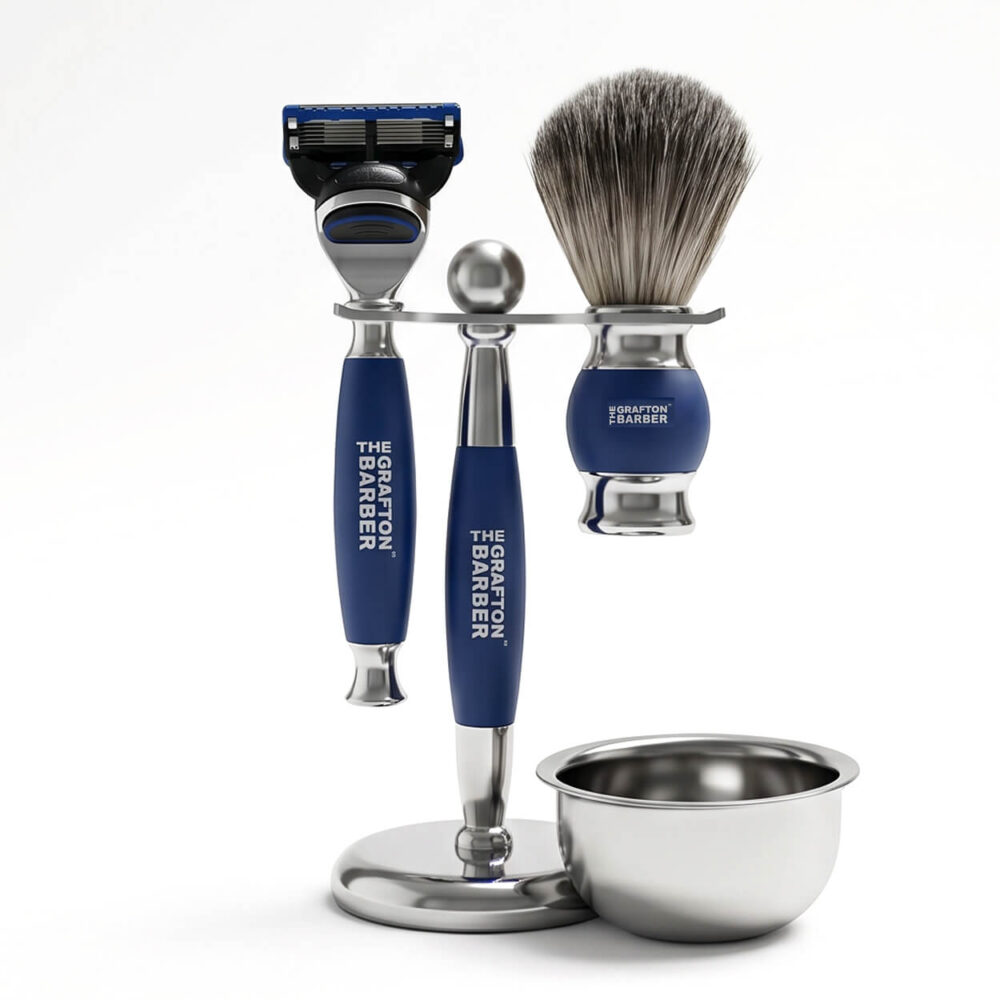 Premium Shave Set & Stand (Blue)